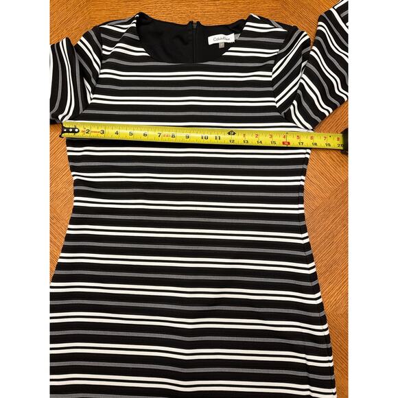 Calvin Klein Black and White Stripe Sheath Dress Size 8 - Picture 4 of 8
